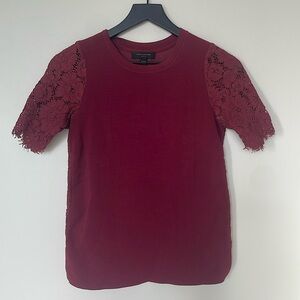 ANN TAYLOR Chic Burgundy Lace Sleeve Top